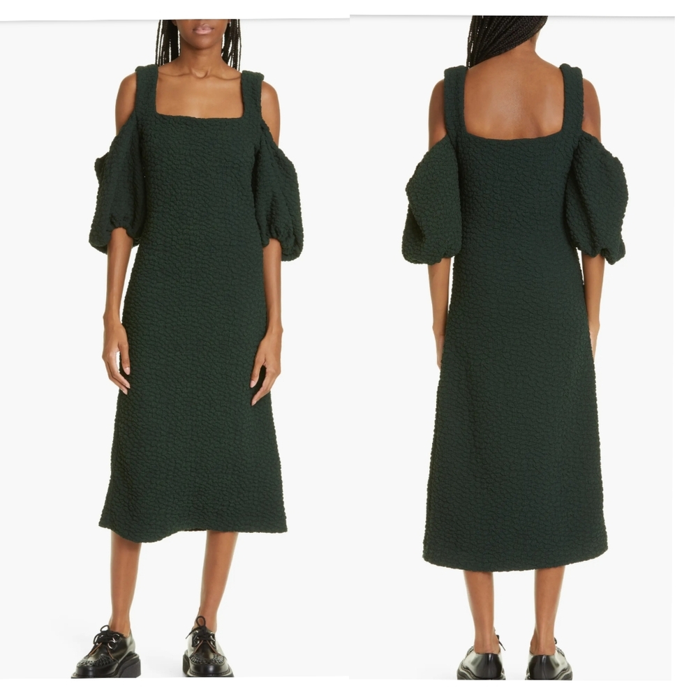 STINE GOYA • Niko Textured Green Midi Dress